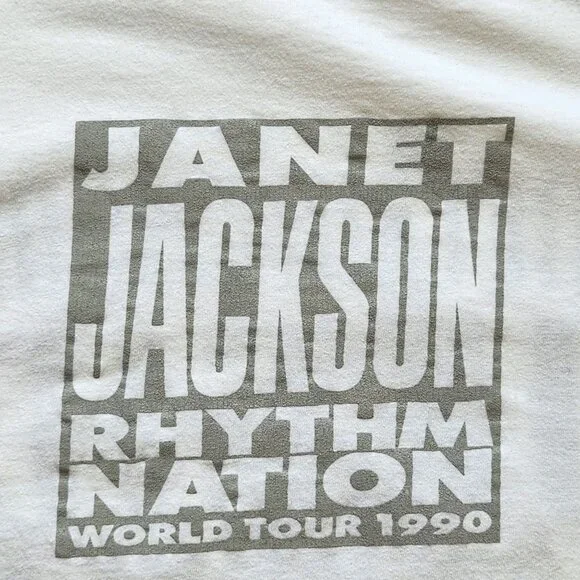 RARE Janet Jackson Rhythm Nation 1990 World Tour Vintage Tee Screen Stars Band - Picture 5 of 13